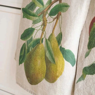 Linen Kitchen Towels Set with Apple & Pear
