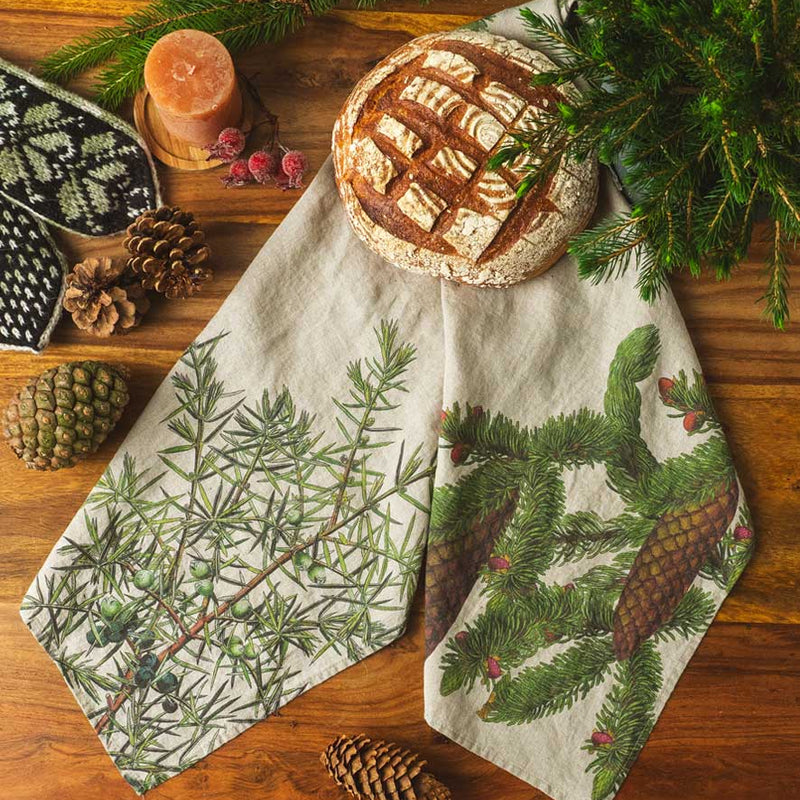Linen Kitchen Towels Set with Juniper & Spruce