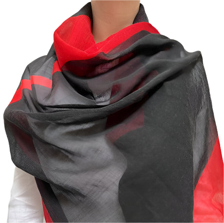 Wool Scarf - Red and Black Rocks