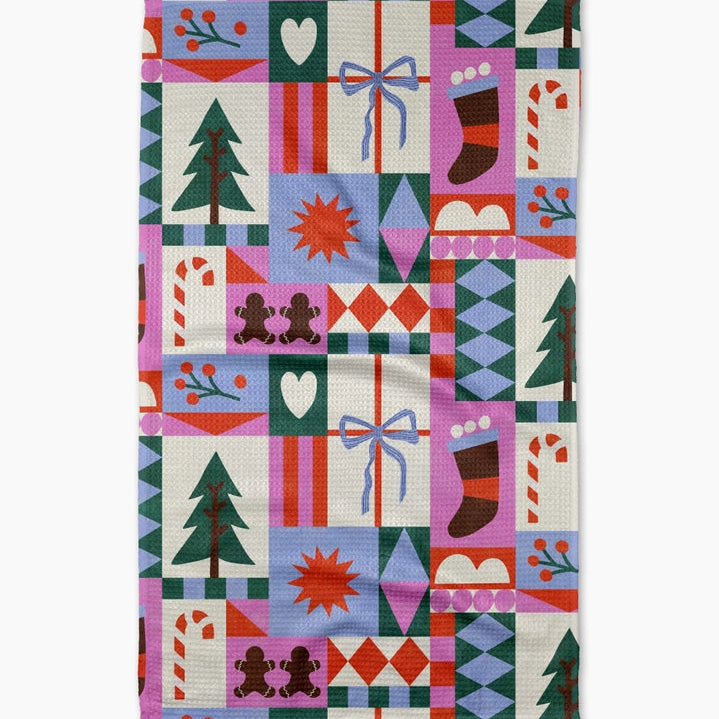 Festive Christmas Quilt Tea Towel