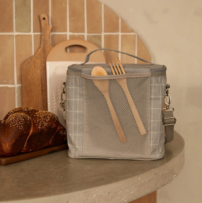 SoYoung, Light Grey Grid Lunch Poche