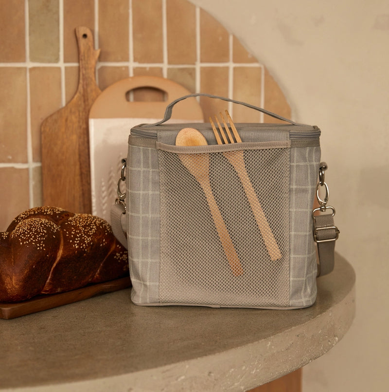 SoYoung, Light Grey Grid Lunch Poche