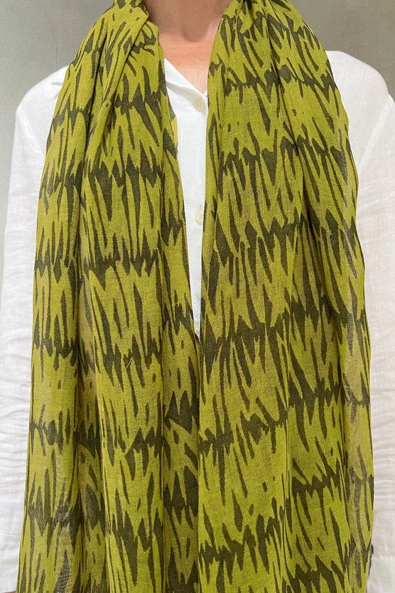 Wool Scarf - Grasses Moss + Citron