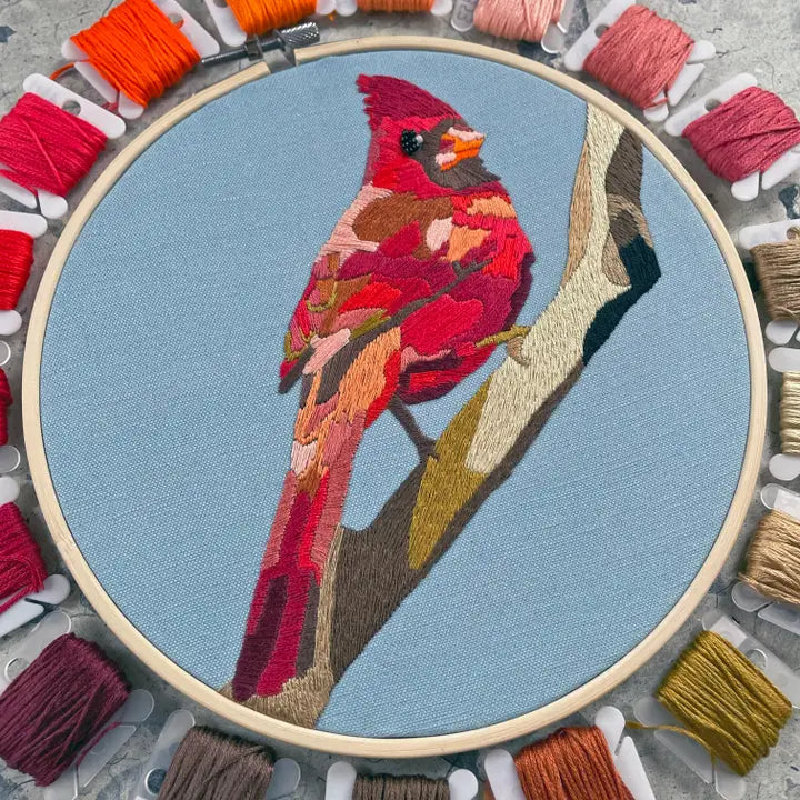 DIY Embroidery and Beadwork Kit, Cardinal