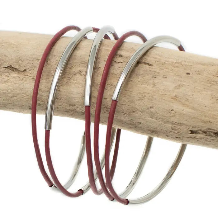 Skinny Leather Bangles, Magenta