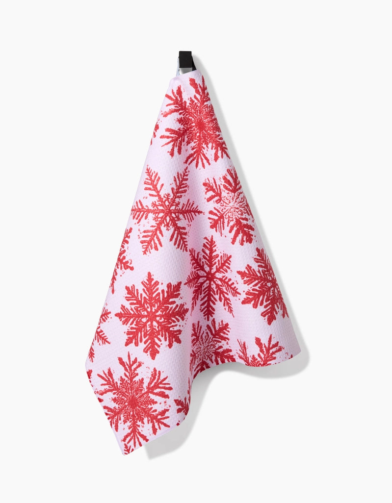 Snowy Days Red Tea Towel