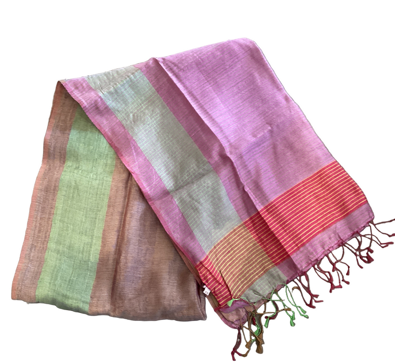 Multi Colored Lined Silk Stole