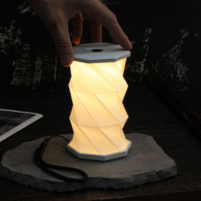 Mini Hexagon Twist Lamp, Lunar White