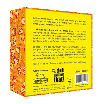 ... I Should Have Known That! Trivia Game, Three Things
