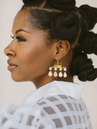 Make Your Move Chandelier Earrings in Sundance and Matcha