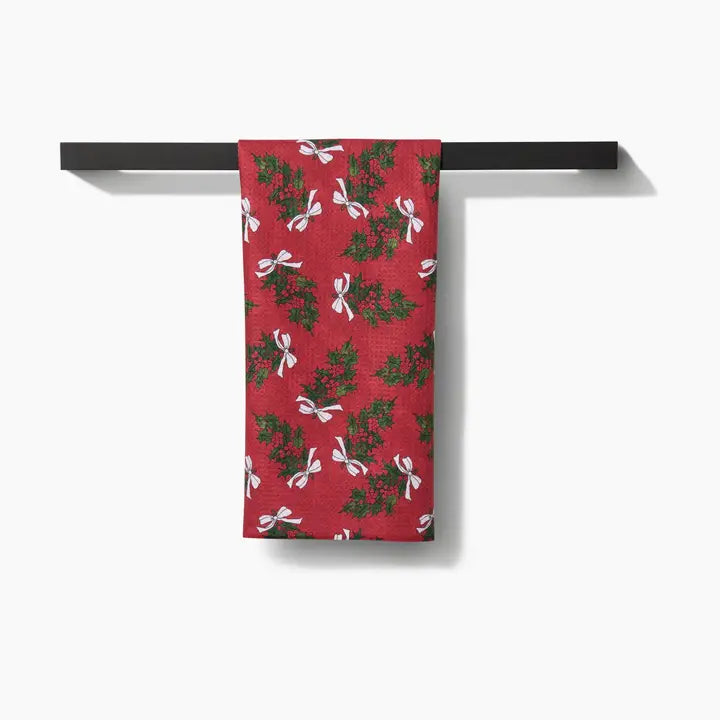 Christmas Berry Bow Tea Towel