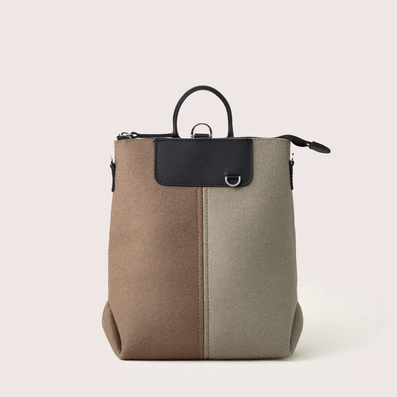 Merino Wool Midi Colorblock Backpack in Cumin/Clay