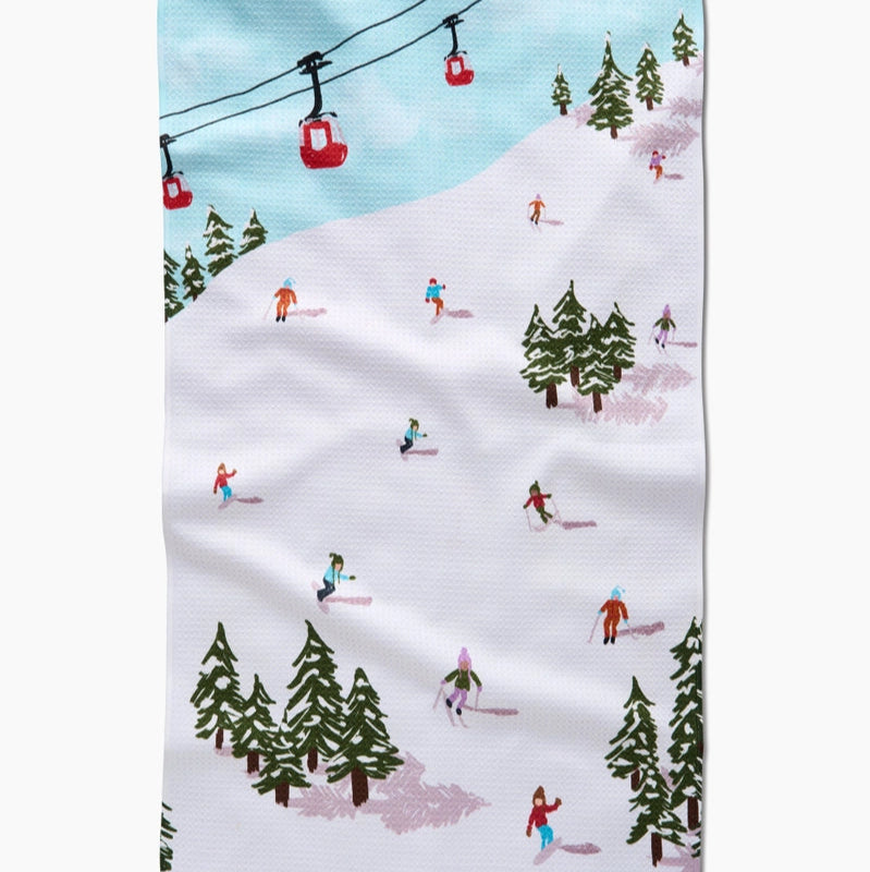 Winter Skiing Trip Tea Towel