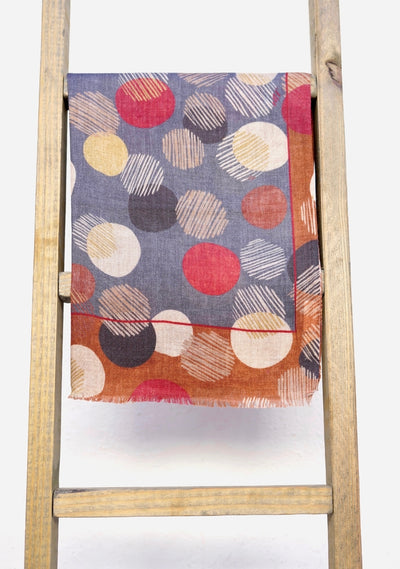 Milan Polka Wool Scarf/Wrap Blue