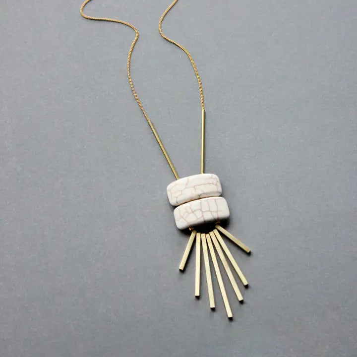 White Geometric Pendant Necklace