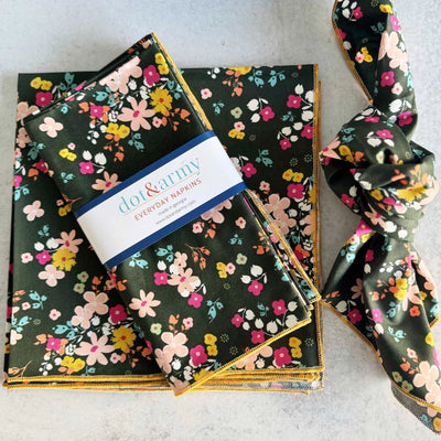 Dancing Flowers Cloth Napkins, set of four