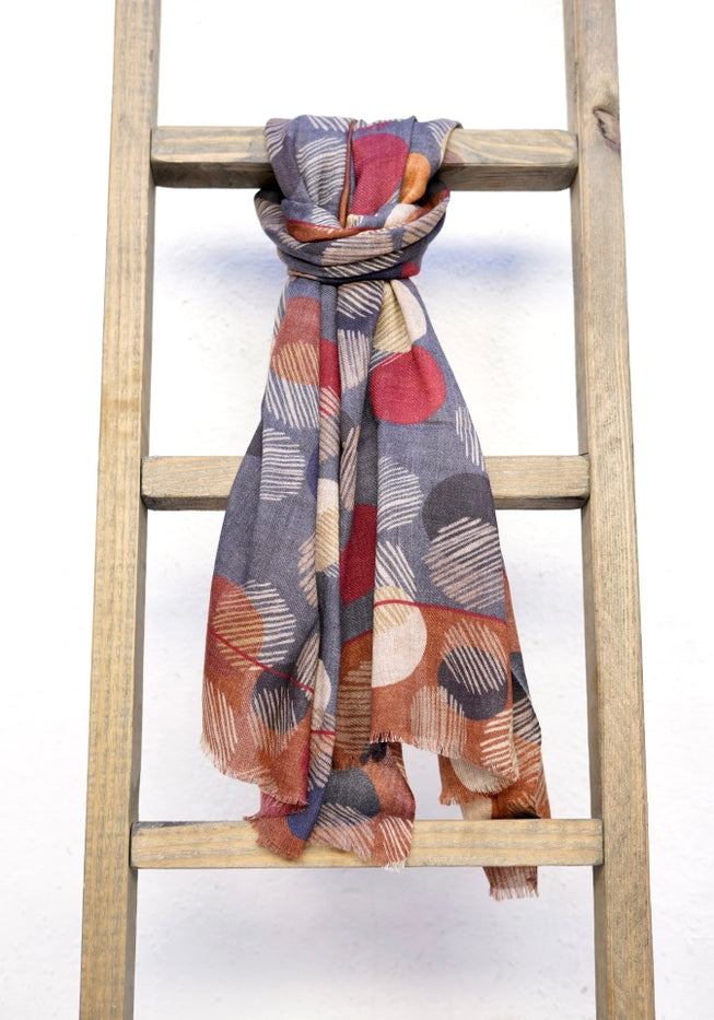 Milan Polka Wool Scarf/Wrap Blue