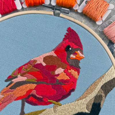 DIY Embroidery and Beadwork Kit, Cardinal