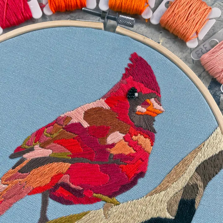 DIY Embroidery and Beadwork Kit, Cardinal