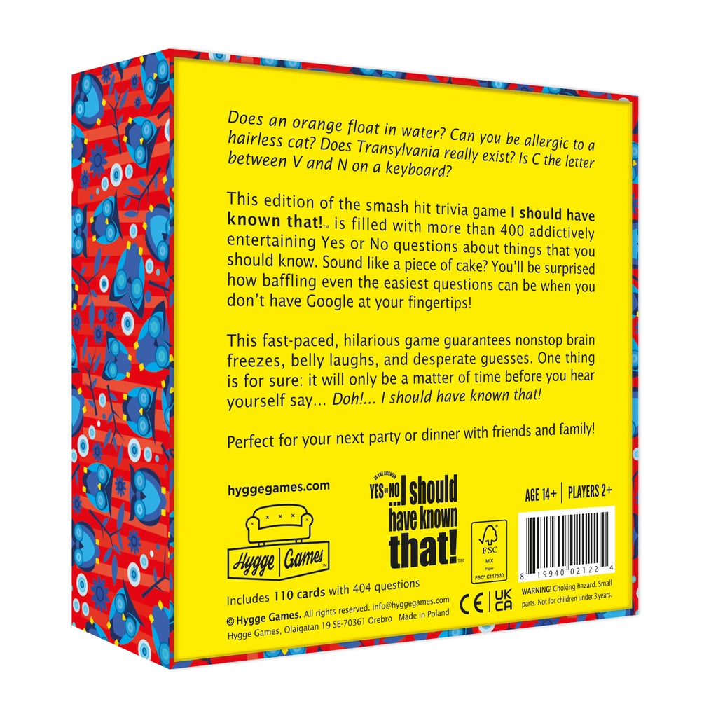 I Should Have Know That! Trivia Game Yes or No Edition