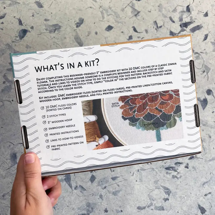 DIY Embroidery Kit, Zinnia