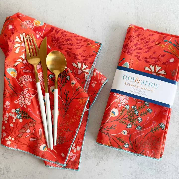 Papaya Peakcock Cloth Napkins, set of four