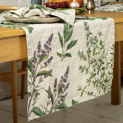 Linen Table Runner with Fine Herbs