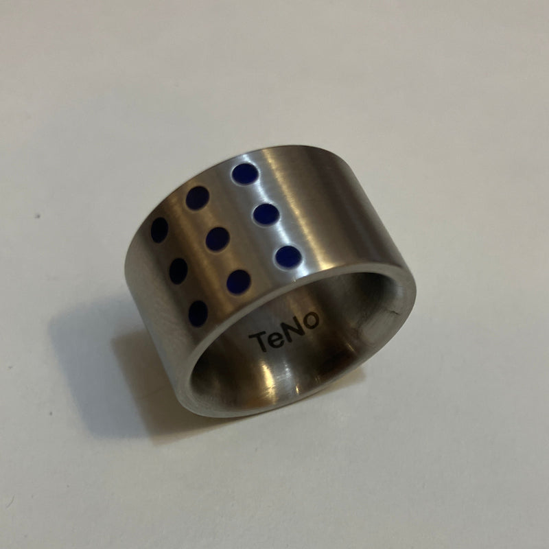 TeNo Stainless Steel Ring with Blue Inlay