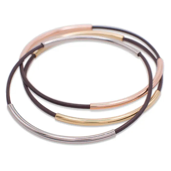 Tri-Color Leather Bangles, Putty