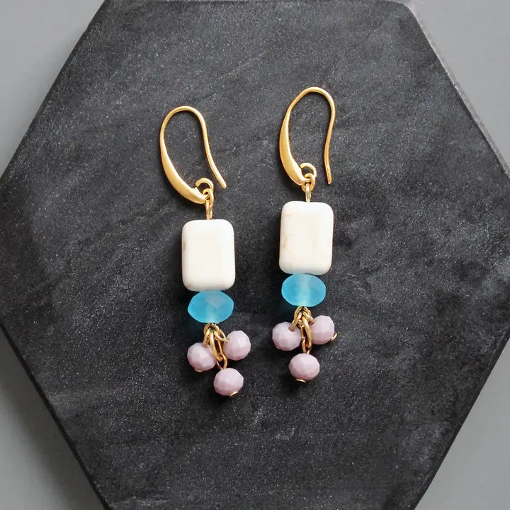 Lavender and Capri Blue Earrings