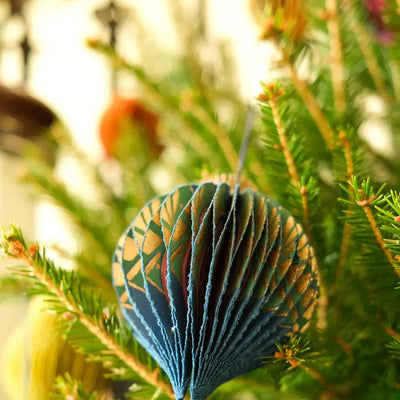 Blue Bauble Honeycomb Ornament