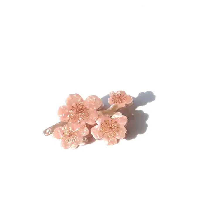 Hand-Painted Cherry Blossom Flowers Claw Clip