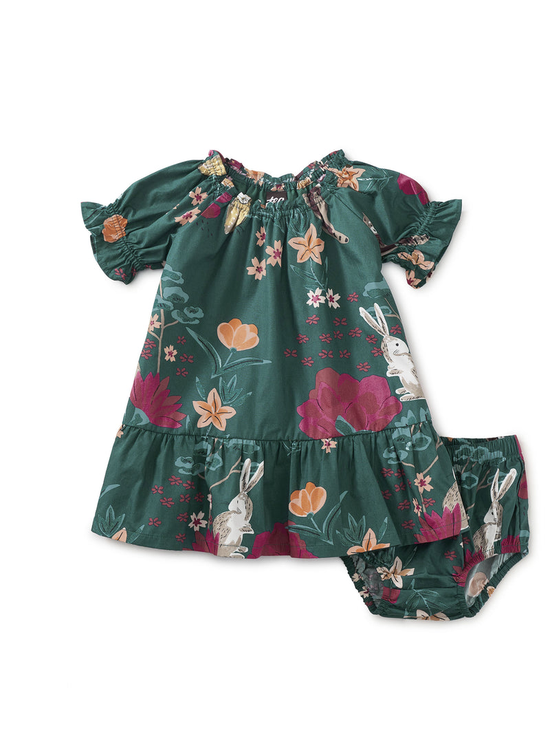 Puff Sleeve Baby Dress, Forest Floral