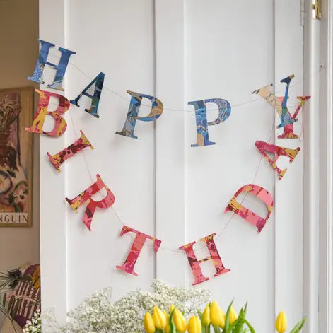 Happy Birthday Recycled Sewn Garland