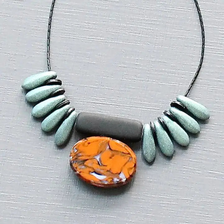 Vintage Orange and Teal Necklace
