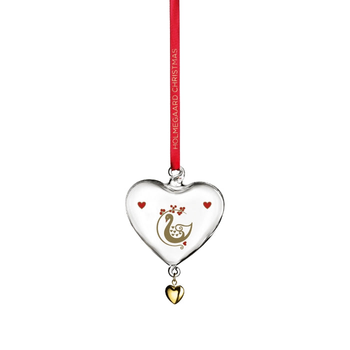 Glass Christmas Heart Ornament