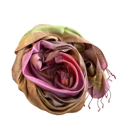 Multi Colored Lined Silk Stole