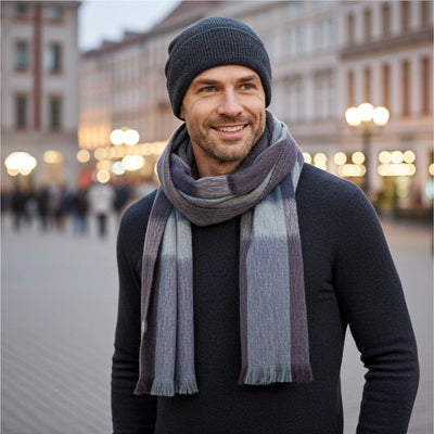 Alpaca Plaid Scarf in Mocha