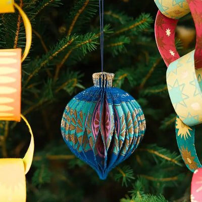 Blue Bauble Honeycomb Ornament