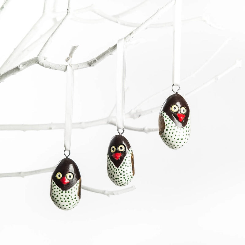 Mifuko Wooden Ornament - White Owl