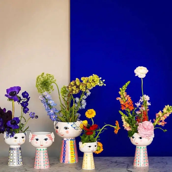 Eva Ceramic Plant Pot/Vase, Blue