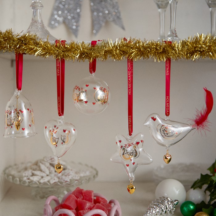 Glass Christmas Heart Ornament