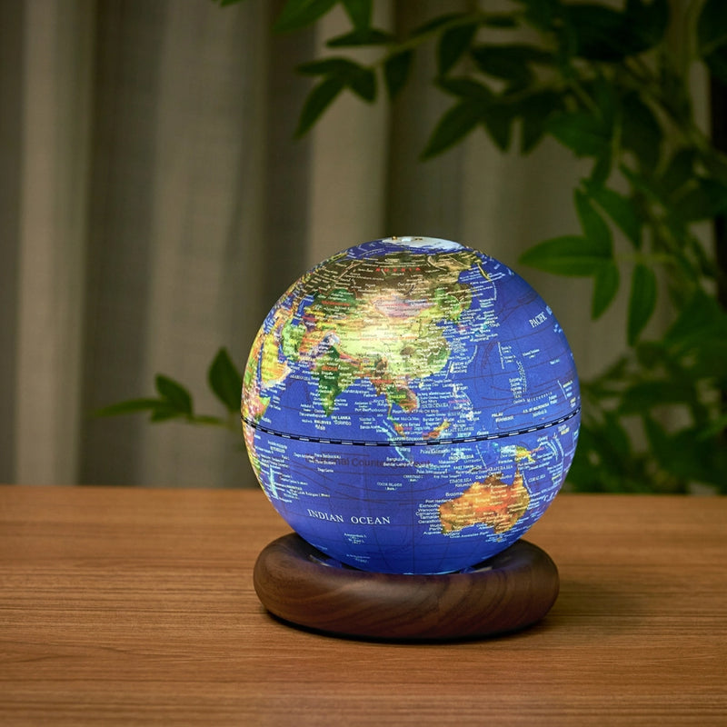 Gingko, Mini Atlas Globe Light in Dark Blue