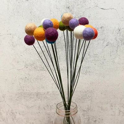 Set of 8 Felted Wool Flower Bouquet, in Spring Florals