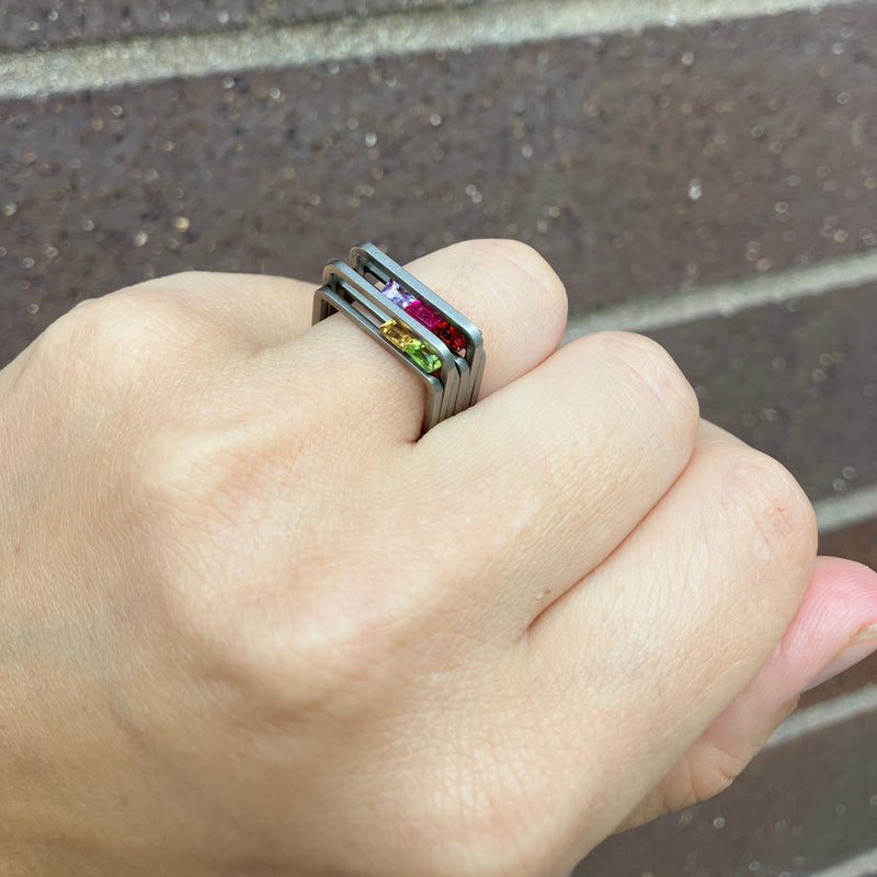 Angela Fung Double Slide Ring with 5 Stones