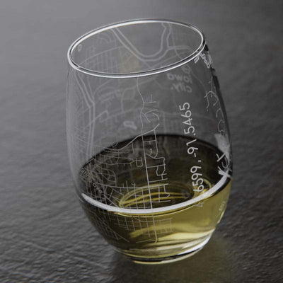 Iowa City Map Stemless Wine Glass