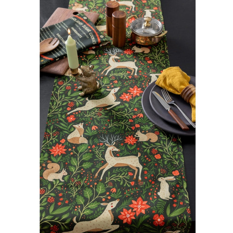Forest Table Runner in Woodland Holiday, Evergreen
