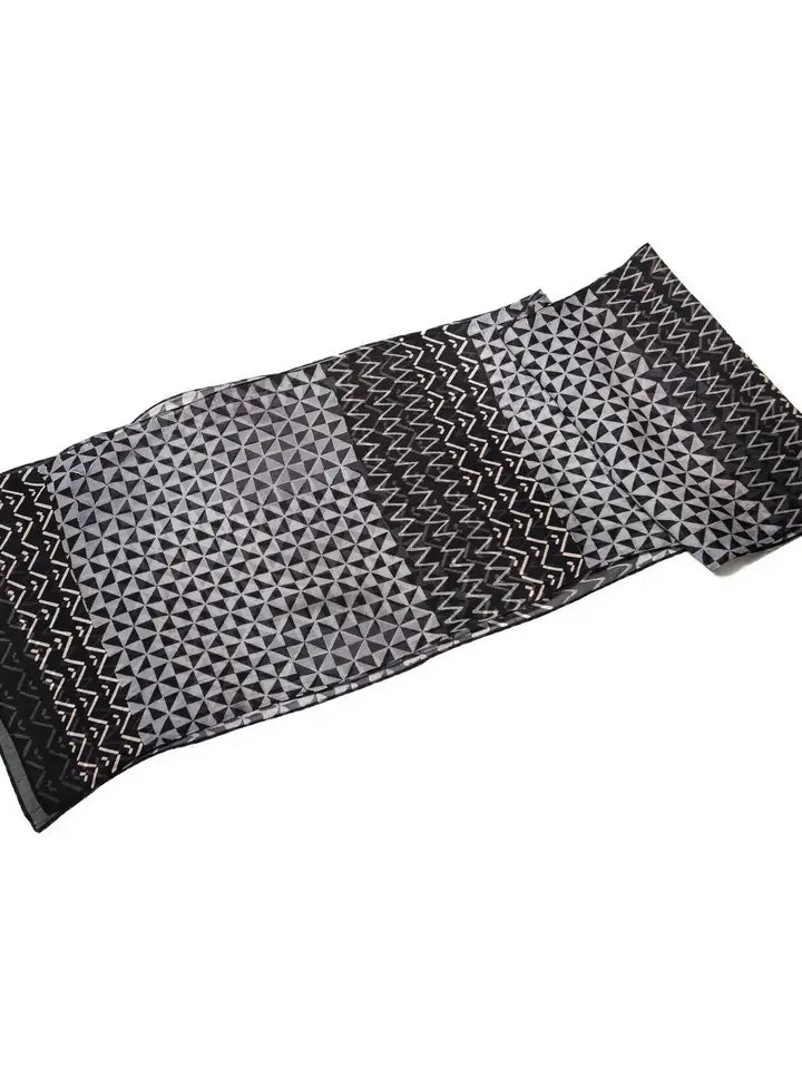 Black Ivory Grey Chiffon Sheer Scarf
