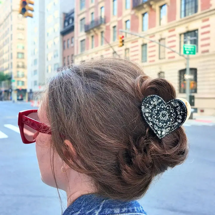 Hand-Painted Paisley Heart Claw Clip
