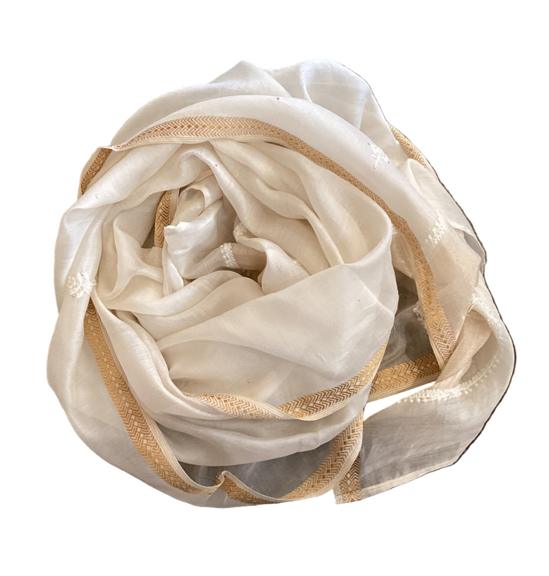 Natural White Cotton/Silk Stole